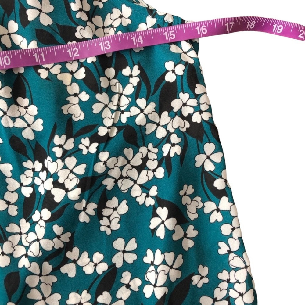 NWT Who What Wear Sleeveless Blouse Turquoise White Floral Mock Neck Size XS - Picture 14 of 14